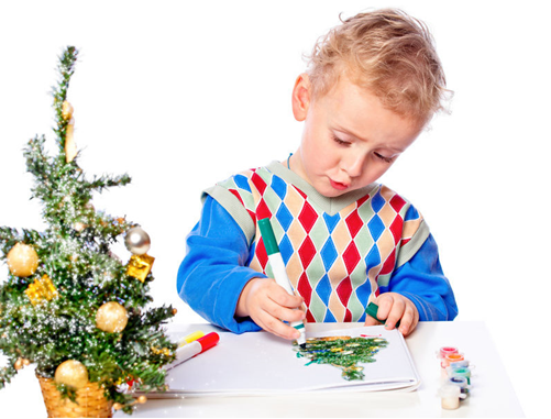 Child doing holiday crafts